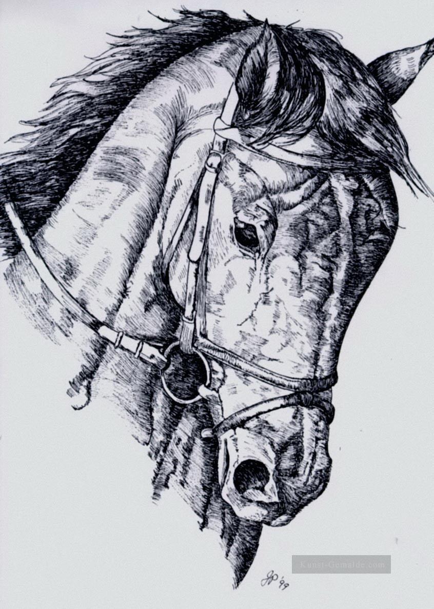 Pferd Bleistift Skizze Schwarz Weiß Ölgemälde